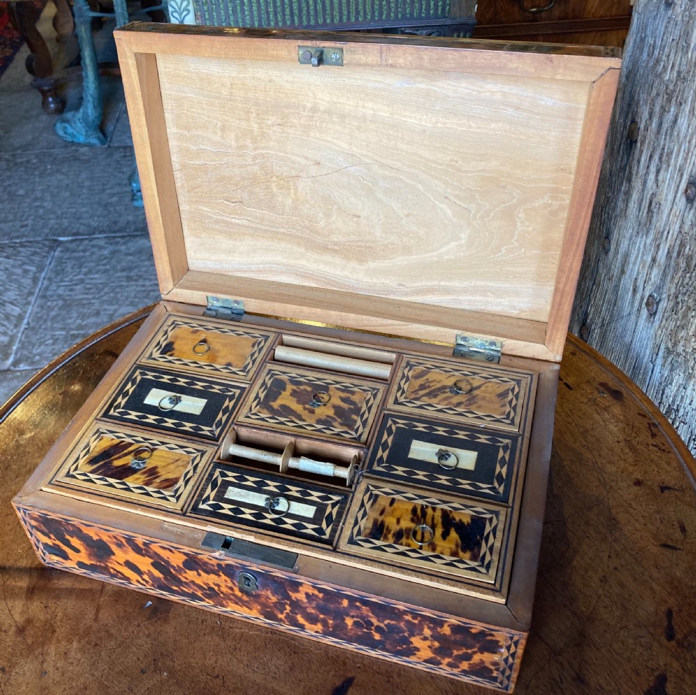 Exquisite 19th century tortoiseshell workbox View VI