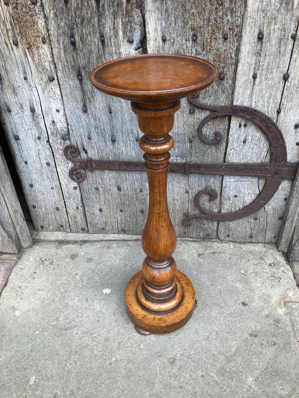 19th century weighted oak wine table
