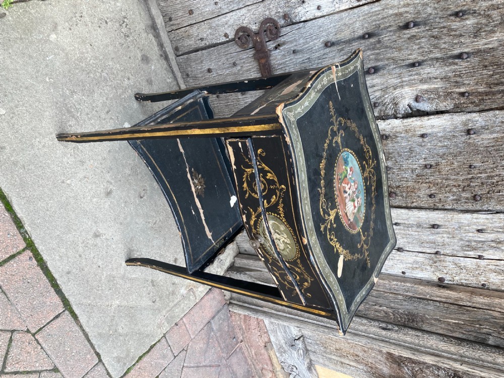 Early 19th century decorated side table with drawer View IV