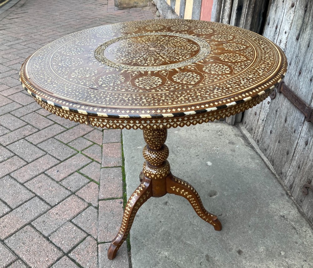 19th century Hoshiapur bone and ebony inlaid table View II