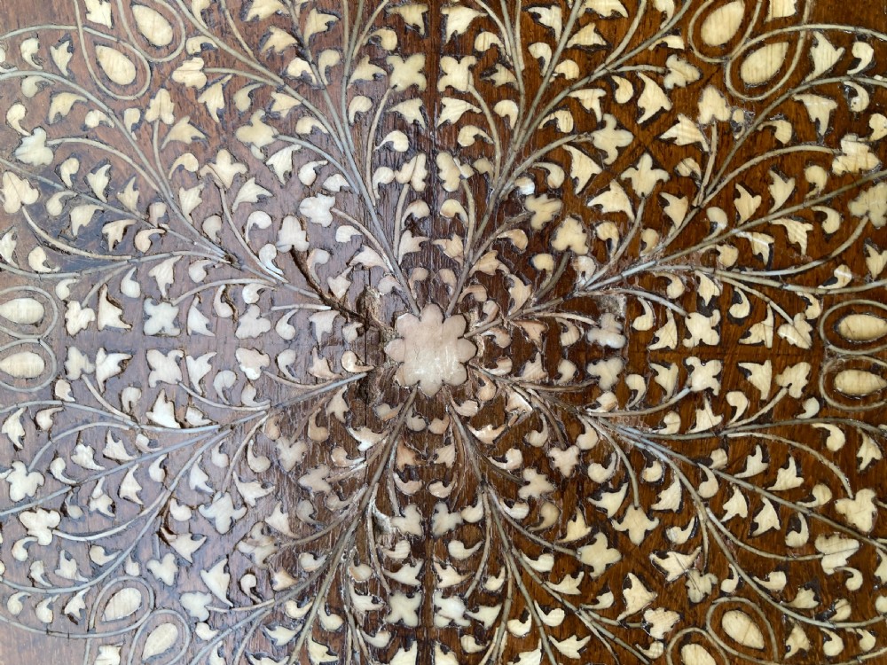 19th century Hoshiapur bone and ebony inlaid table View V