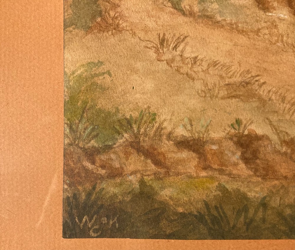 19th century Folk Art watercolour of Dunwich, Suffolk View V