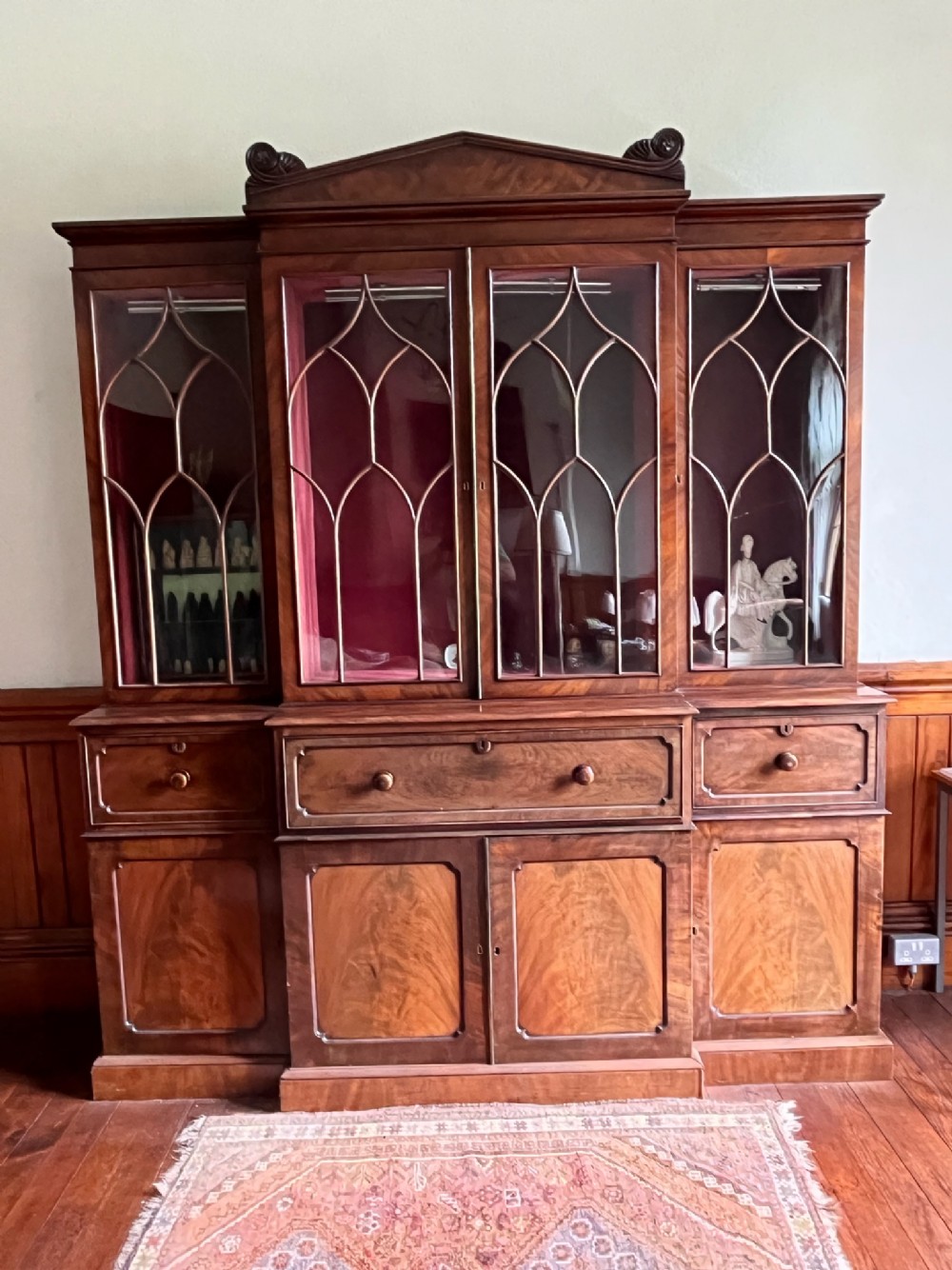 A 19th Century Regency Mahogany Secretaire Breakfront Bookcase 