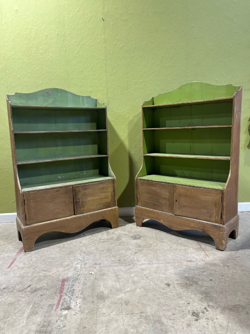 A pair of Early 19th Century Pine Waterfall Bookcases