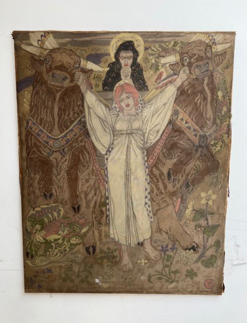 c1900 symbolist painting oil on canvas john duncan 18661945 - CATEGORY: ANTIQUE ART - DATED 1900