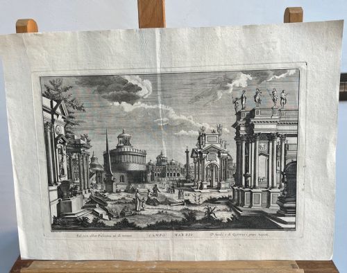 c1790s engraving camo marzio rome italy large engraving by ambrogio orio - CATEGORY: ANTIQUE ART - DATED 18TH CENTURY