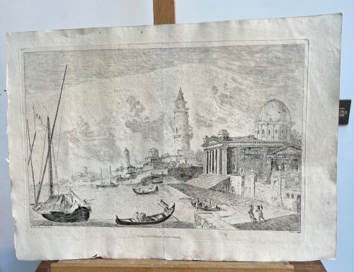 c1770s etching on paper venetian architectural cappriccio zilotti - CATEGORY: ANTIQUE ART - DATED 18TH CENTURY