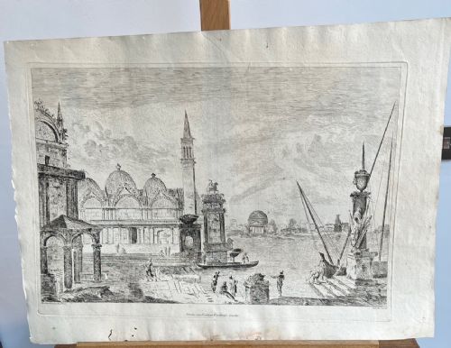 c1770s etching on paper italy venetian architectural cappriccio zilotti 2 - CATEGORY: ANTIQUE ART - DATED 18TH CENTURY