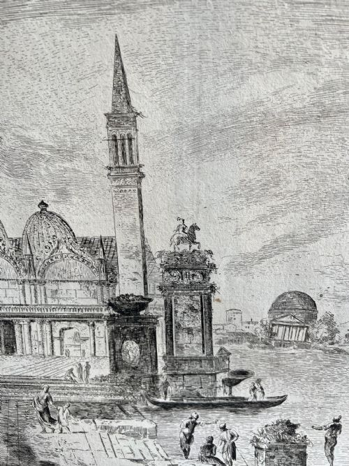 C1770S ETCHING ON PAPER ITALY VENETIAN ARCHITECTURAL CAPPRICCIO ZILOTTI 2 - ADDITIONAL PHOTO 4