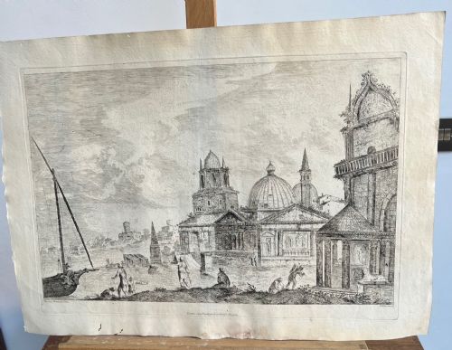 c1770s etching on paper venetian architectural cappriccio zilotti 3 - CATEGORY: ANTIQUE ART - DATED 18TH CENTURY