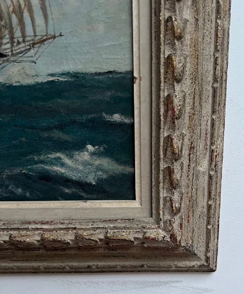 SUPERB 19THEARLY 20TH CENTURY OIL ON CANVAS CLIPPER SHIP SOBRAON AMERICAN - ADDITIONAL PHOTO 4