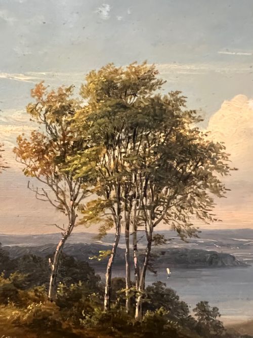 SUPERB MID 19TH CENTURY OIL ON BOARD COASTAL LANDSCAPE POSS USA - ADDITIONAL PHOTO 6