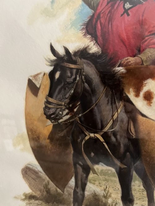 JOSE LUIS SALINAS COWBOYS OR GAUCHO ON HORSEBACK MIXED MEDIA PAINTING 1969 - ADDITIONAL PHOTO 2