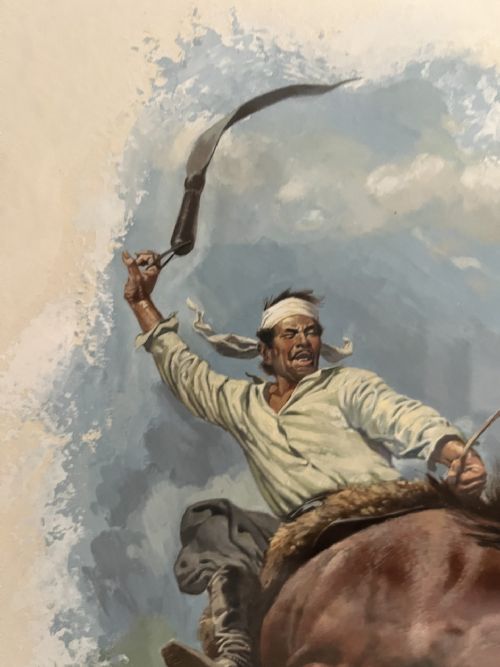 JOSE LUIS SALINAS COWBOYS THE HORSE BREAKER MIXED MEDIA PAINTING 1969 - ADDITIONAL PHOTO 6