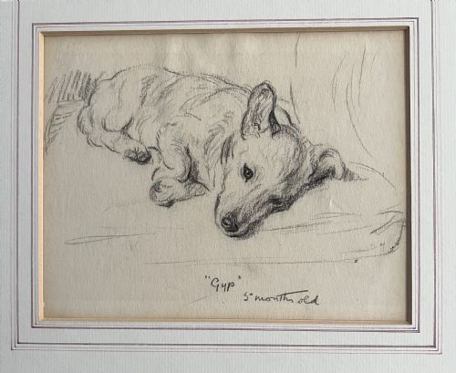 LUCY DAWSON 1867 1954 SMALL TERRIER GYP PENCIL AND CHALK ON ARTIST BOARD - ADDITIONAL PHOTO 2