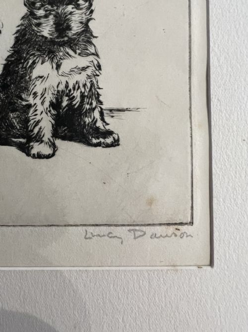 LUCY DAWSON 1867 1954 CONFIDENCES SIGNED ETCHING ON PAPER C1940 - ADDITIONAL PHOTO 2