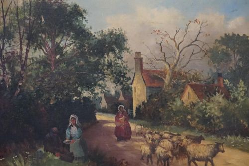 J A C PETTITT OIL ON CANVAS A WARWICKSHIRE LANE 1908 - ADDITIONAL PHOTO 1