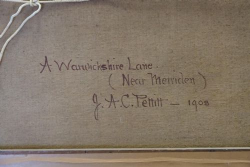J A C PETTITT OIL ON CANVAS A WARWICKSHIRE LANE 1908 - ADDITIONAL PHOTO 3