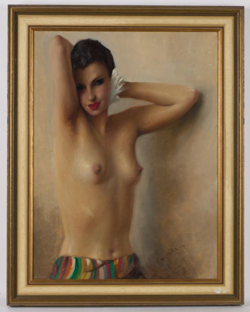 c1930s large french nude art deco oil painting on canvas signed - CATEGORY: ANTIQUE ART - DATED 1930