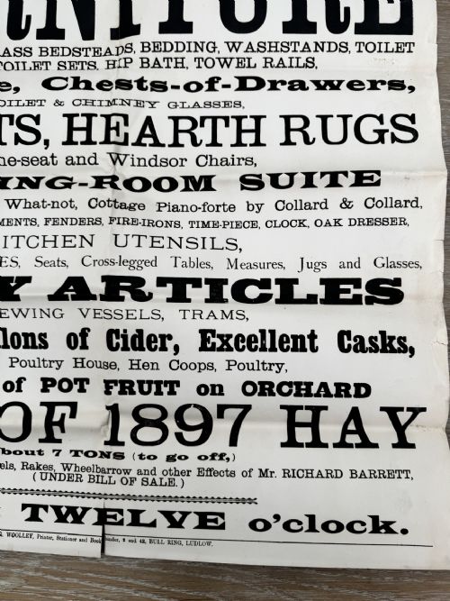 1897 VICTORIAN PRINTED AUCTION POSTER LUDLOW SHROPSHIRE 1 - ADDITIONAL PHOTO 1