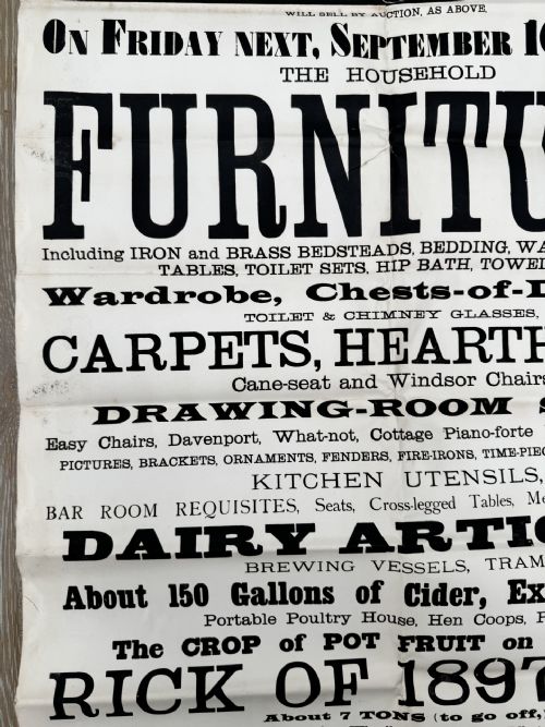 1897 VICTORIAN PRINTED AUCTION POSTER LUDLOW SHROPSHIRE 1 - ADDITIONAL PHOTO 3