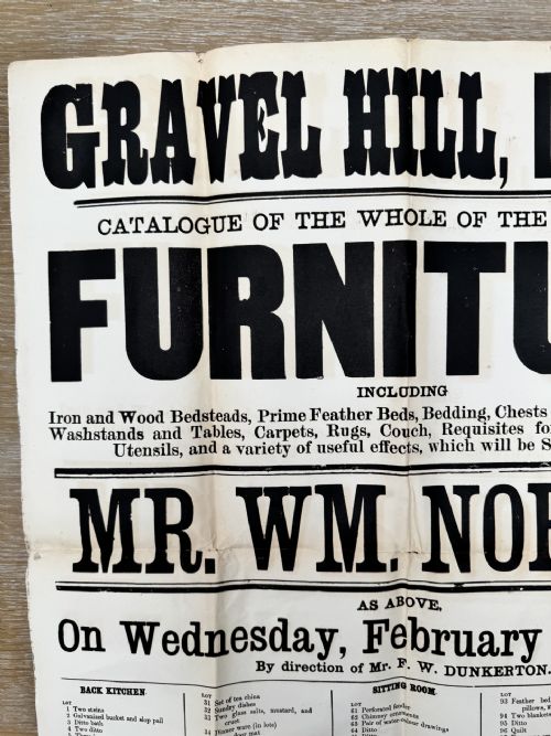 1885 VICTORIAN PRINTED AUCTION POSTER GRAVEL HILL LUDLOW SHROPSHIRE 2 - ADDITIONAL PHOTO 1