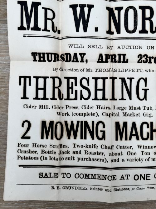 1885 VICTORIAN PRINTED AUCTION POSTER FARM IMPLEMENTS LUDLOW SHROPSHIRE 7 - ADDITIONAL PHOTO 2
