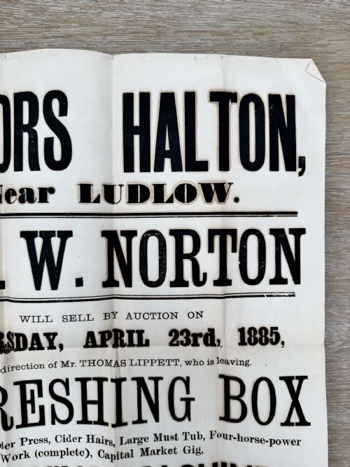 1885 VICTORIAN PRINTED AUCTION POSTER FARM IMPLEMENTS LUDLOW SHROPSHIRE 7 - ADDITIONAL PHOTO 4