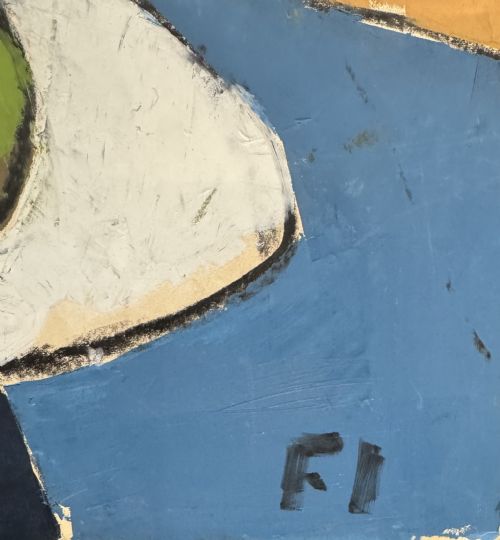 MID 1950S MIXED MEDIA OIL AND OIL PASTEL ON BOARD ABSTRACT CUBIST STILL LIFE FLOWERS - ADDITIONAL PHOTO 10