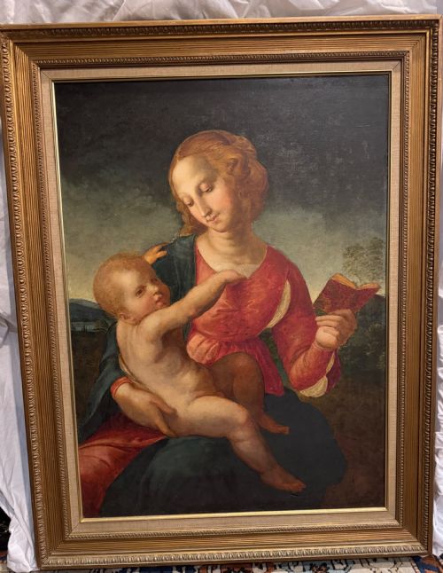EARLY 19TH CENTURY AFTER RAPHAEL 'MADONNA COLONNA' OIL ON CANVAS - ADDITIONAL PHOTO 1