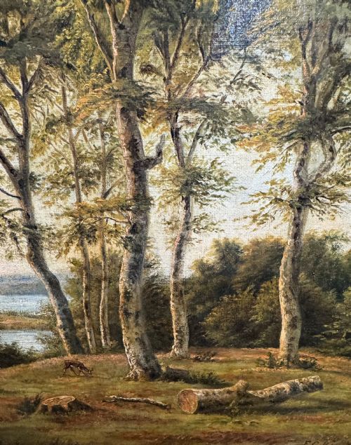 F C KIAERSKOU 1805 1891 OIL CANVAS LANDSCAPE DANISH - ADDITIONAL PHOTO 4