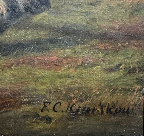 F C KIAERSKOU 1805 1891 OIL CANVAS LANDSCAPE DANISH - ADDITIONAL PHOTO 9