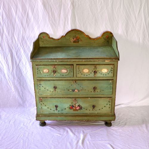 ANTIQUE TYROLEAN PAINTED FOLK CHEST OF DRAWERS - ADDITIONAL PHOTO 2