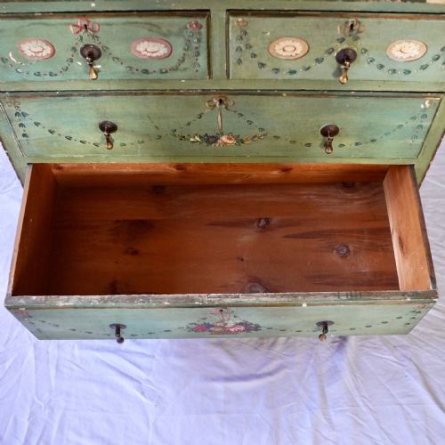 ANTIQUE TYROLEAN PAINTED FOLK CHEST OF DRAWERS - ADDITIONAL PHOTO 6