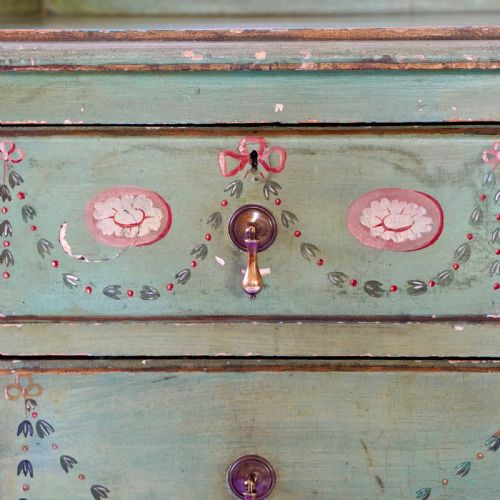 ANTIQUE TYROLEAN PAINTED FOLK CHEST OF DRAWERS - ADDITIONAL PHOTO 11