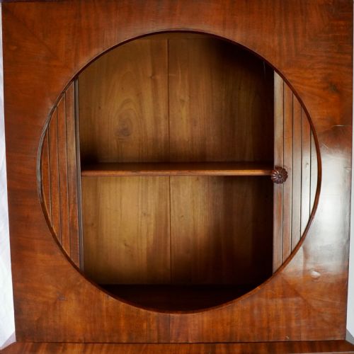 RARE REGENCY MAHOGANY CIRCULAR TAMBOUR LINEN PRESS CABINET - ADDITIONAL PHOTO 2