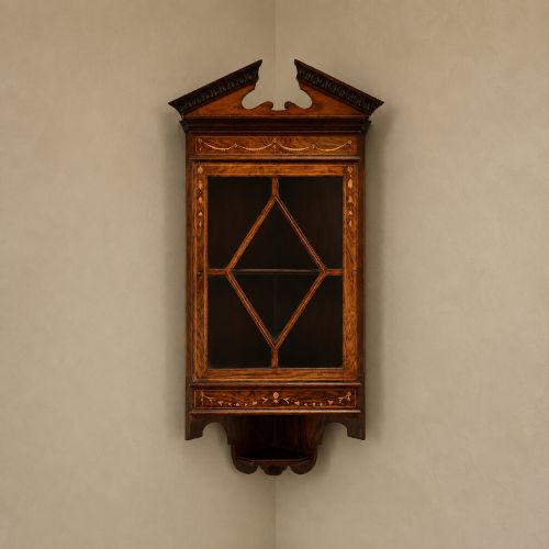 Small Late Victorian Glazed Corner Wall Cabinet