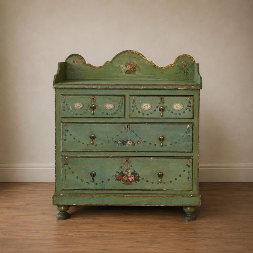 Antique Tyrolean Painted Folk Chest of Drawers
