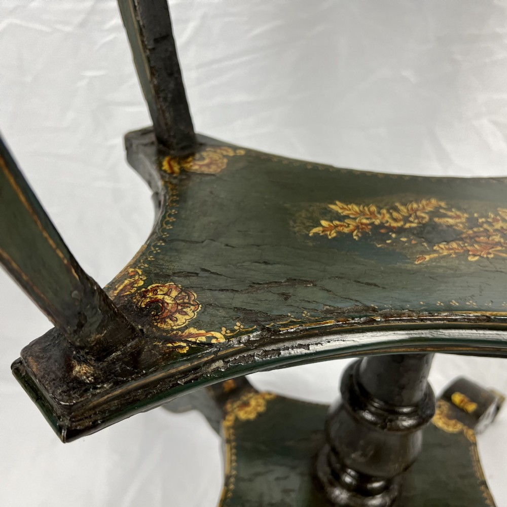 Regency green & gilt painted sewing/ occasional table View V