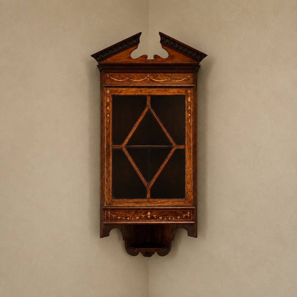 Small Late Victorian Glazed Corner Wall Cabinet