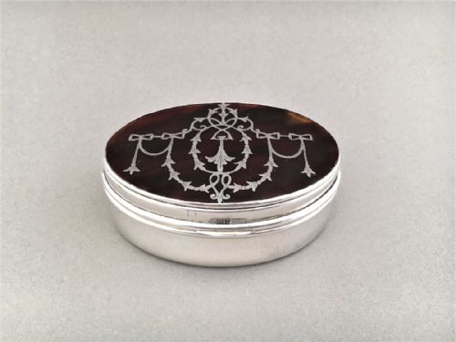 A Gorgeous Edwardian Silver & Tortoiseshell Trinket Box.
