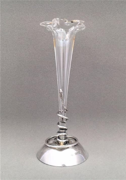 An Unusual Victorian Silver Stem Vase.