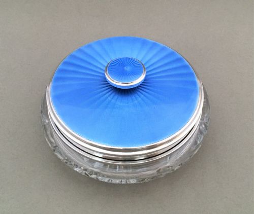 fig 1. A fabulous silver and guilloche enamel powder bowl