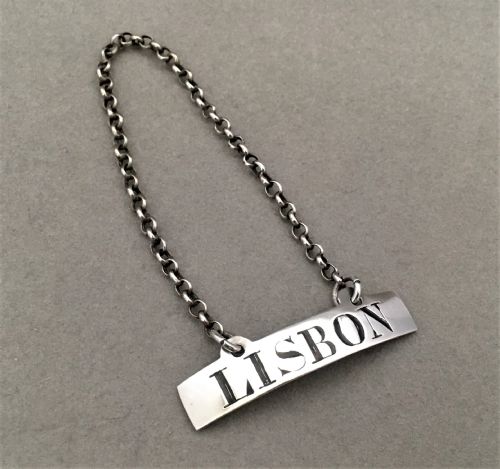 A Rare 18th Century Silver Lisbon Wine Label - Female Silversmith