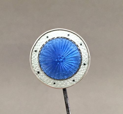 A Stunning Silver & Guilloche Enamel Hat Pin