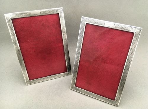 A Matching Pair of Silver Engine Turned Photo Frames