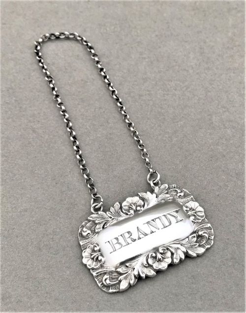 A Silver Brandy Decanter Label from 1846
