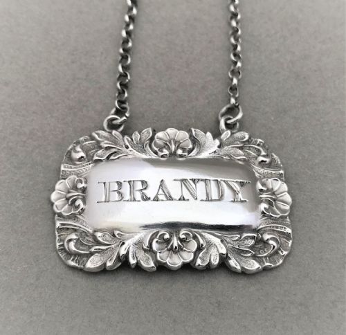 fig 1. A silver Brandy decanter label from 1846