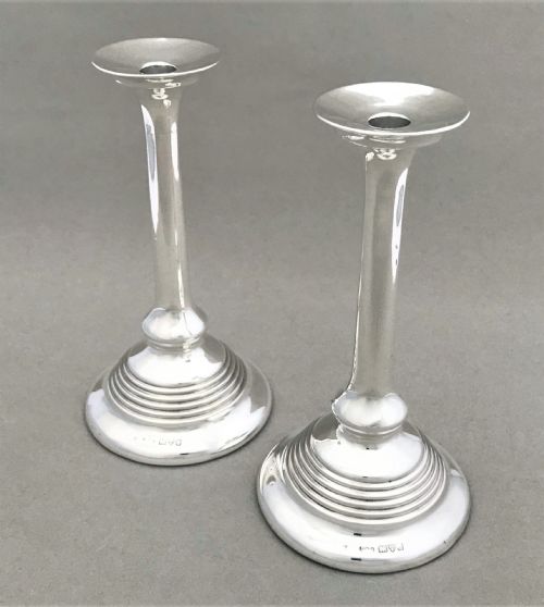 A Stylish Pair of Chester Silver Candlesticks