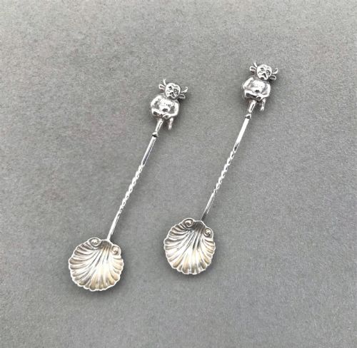 A Rare Pair of Silver 'Lincoln Imp' Salt Spoons